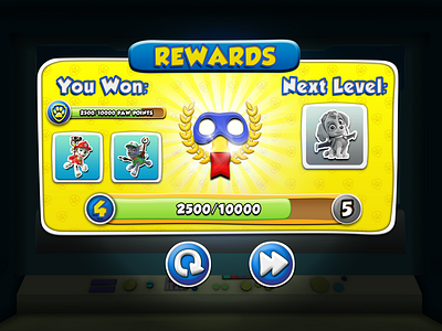 Puppy Patrol Mobile Game UI Rewards Trophy Screen