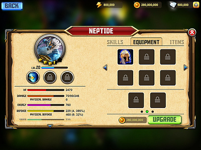Character customize screen game moba mobile popup ui