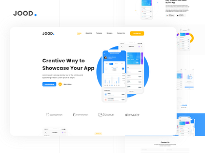 JOOD - App Landing Page Template app creative design homepagedesign illustrator landingpage ui ux ui web deisgn