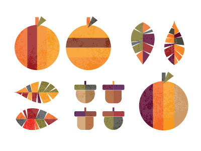 Autumn acorns fall flat graphic icons leaves pumpkin vector wip