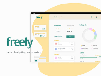 Freely - UI of a budget tracker App
