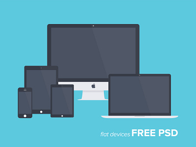 Freebie PSD: Free Flat Devices devices flat freebie imac iphone macbook psd