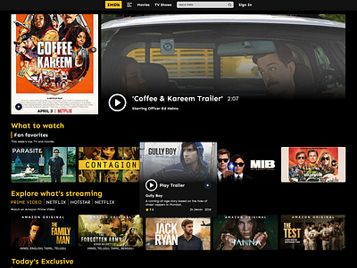 IMDb Website Design adobe xd design imdb movies ui design website