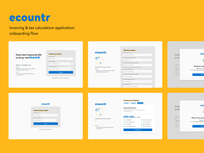 ecountr | invocing and tax calculation application design figma onboarding ui ui design