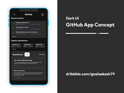 GitHub App Concept [Dark UI]