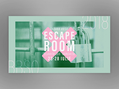 Escape Room Summer Camp Facebook Ads clean colors colorscheme cross design escape escape room flat green minimalist pink retreo simple typography x