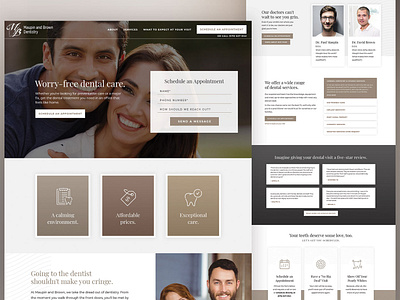 Dentist - Website Design branding brown browns clean colors dentist design doctor flat gradient hero image minimalist simple typography white