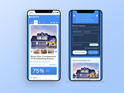 Real Estate Artificial Intelligence Platform UX/UI Design Mobile ai artificial intelligence blue clean gradient gradients graphics logo minimalist research simple structure typography ui ux white wireframes workflow