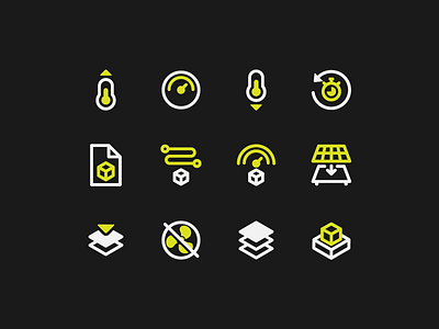 UI Icons - 3D Printing app 3d design green icons illustration printing printing design ui ux vector