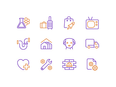 Web Icons | Various Services about us design fiverr graphics icons illustration illustrator orange purple services ui vector vectorial web icons