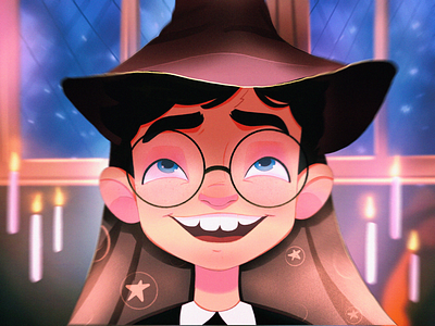 Harry Potter – The Drawcember 2019 boy candles cartoon cartoon character cartoon illustration character design character illustration drawcember glasses happiness harry potter hat hogwarts illustration magic movie smile teeth window