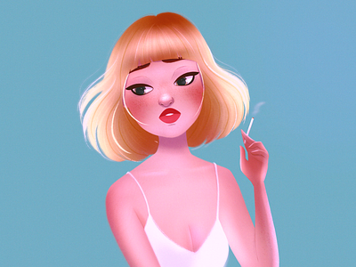 Beauty Spock – Drawing from Reference blonde cartoon cartoon character cartoon illustration character design character illustration cigarette drawing girl illustration red lips short hair smoking woman