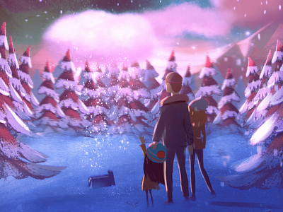 The Girl and The Cloud – Drawing from Reference cartoon cartoon character cartoon illustration character character design character illustration child family illustration pines sky snow stars thegirlandthecloud themeforest winter