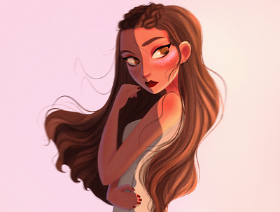 Draw This in Your Style – Part 2 cartoon cartoon character cartoon illustration character character design character illustration girl illustration long hair portrait red lips white background woman