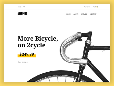 Bicycle e-commerce website design bicycle design e commerce homepage investment modern page store stylish web website yellow