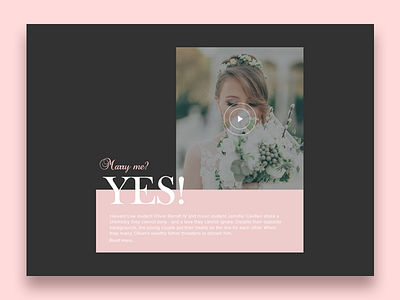 Marry Me video card bride card design groom homepage landing media pink video website wedding yes