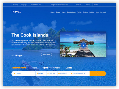 Travel Homepage agency booking destinations holiday homepage hotel nature resort travel website
