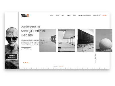 Area 51 alien area clean design graphic homepage minimal ui website white