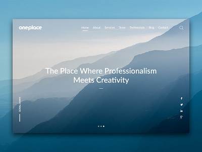 One Place blue corporate design header idea landing logo minimal page site web website