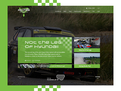 Rally homepage. cars clean design fast green homepage racing rally ui web website