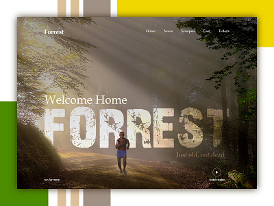 Forrest clean design film funny homepage movie trailer ui video website