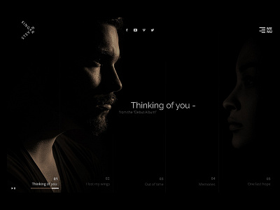 Singer Homepage artist clean dark design homepage minimal music play singer soft website