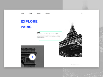 Explore World, Paris Header city design explore header idea paris site touristic travel web world