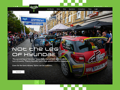 Rally cars clean design fast green homepage racing rally ui web website