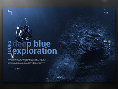 Deep Blue blue clean company design exploration homepage ocean tours ui web