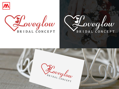 Loveglow logo branding bridal bridal logo company brand logo coupple design design art glow logo logo and branding love logo luxury lovely married typography