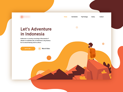 Let's Adventure in Indonesia adventure illustration indonesia landing page mountain travel trip website