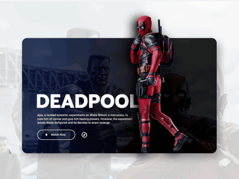 UI Design Concept for movie streaming site deadpool design design concept joaquin phoenix joker movie slider ui ui card