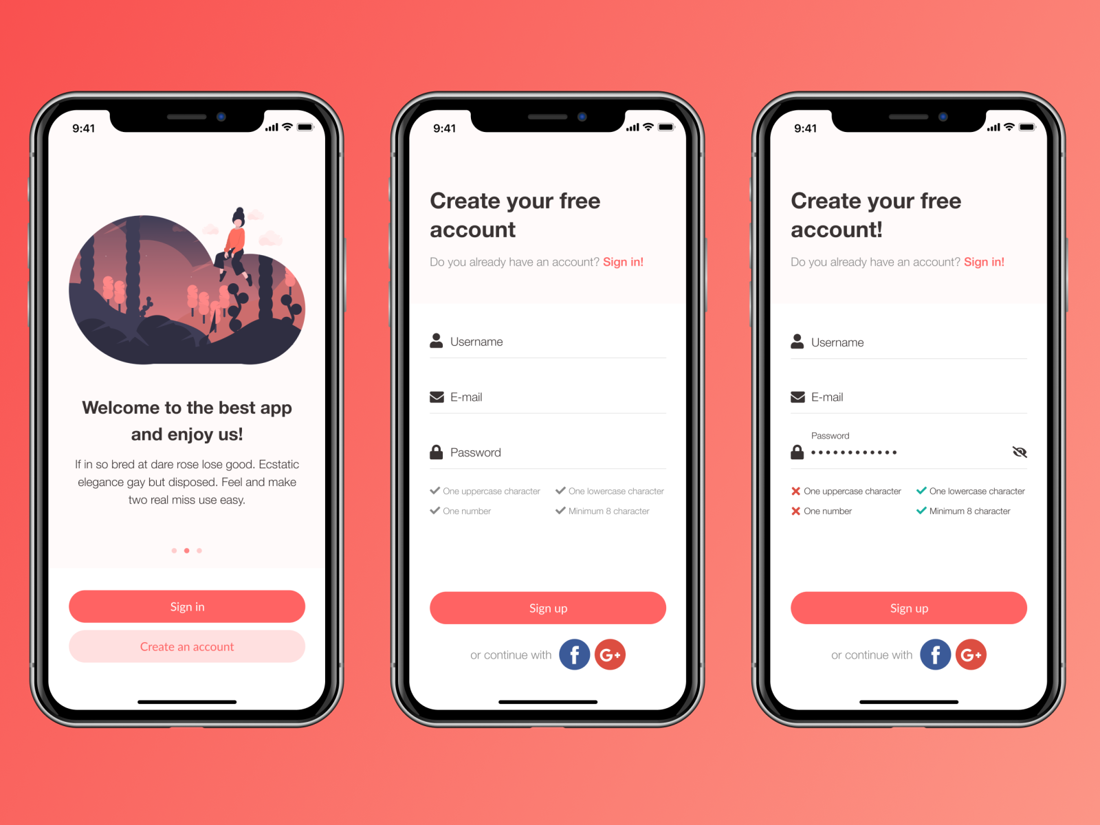 Sign In / Create an account UI by Ilia Abramov on Dribbble