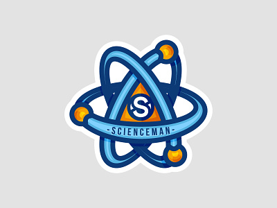 Logo scienceman 2d art atom branding comics design flat game game design hero icon illustration logo logotype molecule physics quest science typography vector