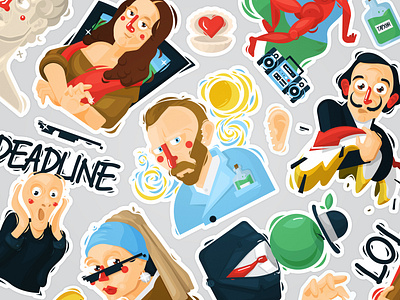 Stickers Legends Of Art 2d art artist artwork cartoon charachter design characters design flat fun game design gif illustration masterpiece motion graphic sticker stickerpack stickers telegram vector