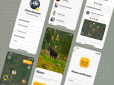 HuntR animal animation app design hunter hunters hunting ios mobile ui ux