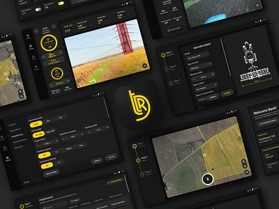 AI system interface for unmanned agricultural vehicles agricultural android autopilot dark mode design gps interfce logo tablet ui ux
