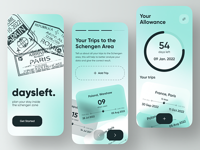 Schengen planner/calculator app app calendar co concept days left design ios light minimal mobile schengen calculator schengen planner travel trip ui ux visa