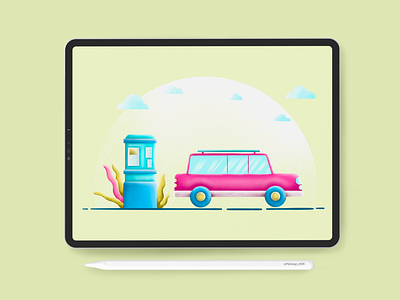 Fuel station art artist car designer doodle drawing fuel fuel station illustrator ipad procreate uidesign vector webdesign