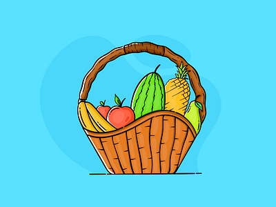 Fruit basket art basket corona design doodles dribbble fruit fun illustration illustrator popular popular on dribbble procreate ui ux vector