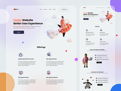 Website Speed & Scalability Landing 3d art 3d illustration adobexd branding cinema 4d illustration landing page design landingpage man procreate typography ui uidesign uiux ux vector web design