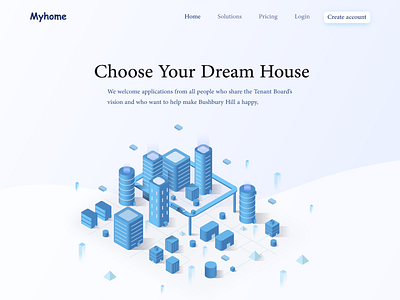 Dream house dream house flat home isometric landing page ui ux ui webdesign