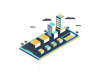 City art buildings city clouds illustration art isometric mobile pool smart city tree