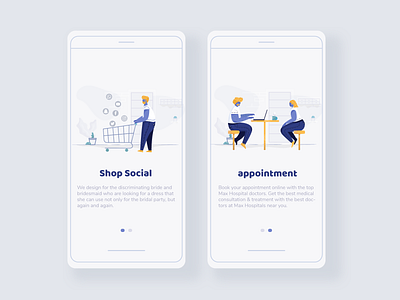 Onboarding screen app appointment art girl illustration man onboarding screen shop social ui ui ux