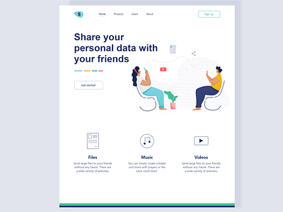 Sharing landing chair concept files illustration man mobile modern illlustration music plants sharing landing songs tree ui uidesign ux video wall web woman youtube