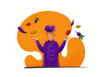 Chef illustration art chef illustration magic man potato procreate vegetables