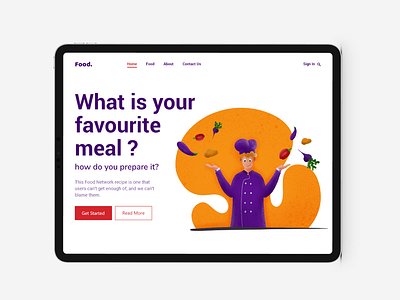 Food landing boy chef food landing page illustration ipadpro landing page man procreate ui uiux