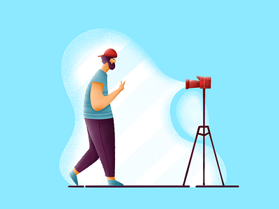 Photographer art boy camera characters clouds crazy design illustration man photo photographer photoshoot procreate procreateapp selfie shoot tripod