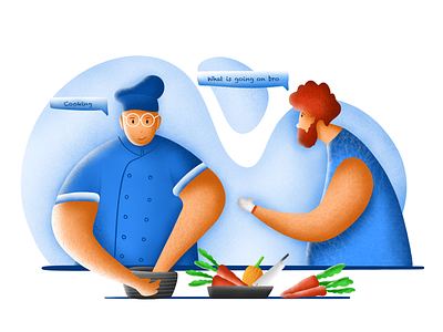 Cooking art artist chef concept cooking discover discuss discussions illustration knife man potato procreate recipe recipe app ui uiux vegetables