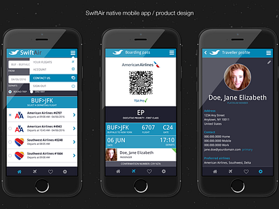 SwiftAir Native Mobile App ios mobile native ux visual